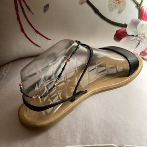 NWOT - Black Round Hematite Smokey Coral Pink Gold Beaded Wider Ankle Bracelet